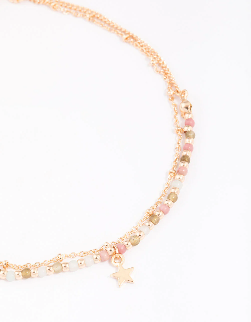 Gold Mixed Semi-Precious Layered Anklet - Image 2