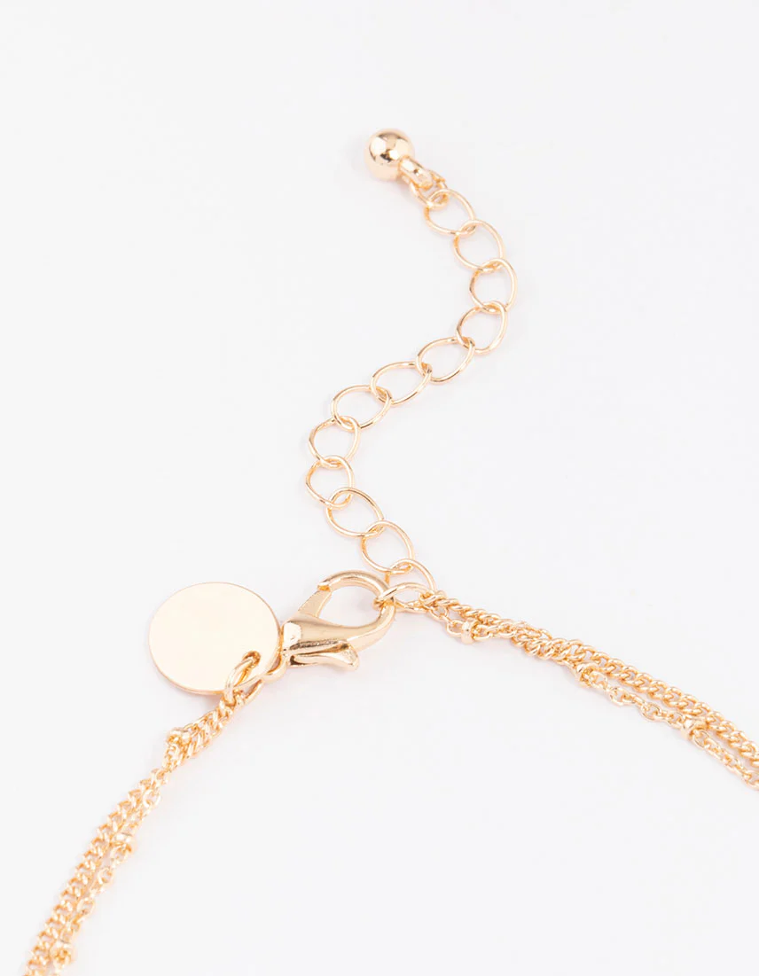 Gold Mixed Semi-Precious Layered Anklet - Image 3