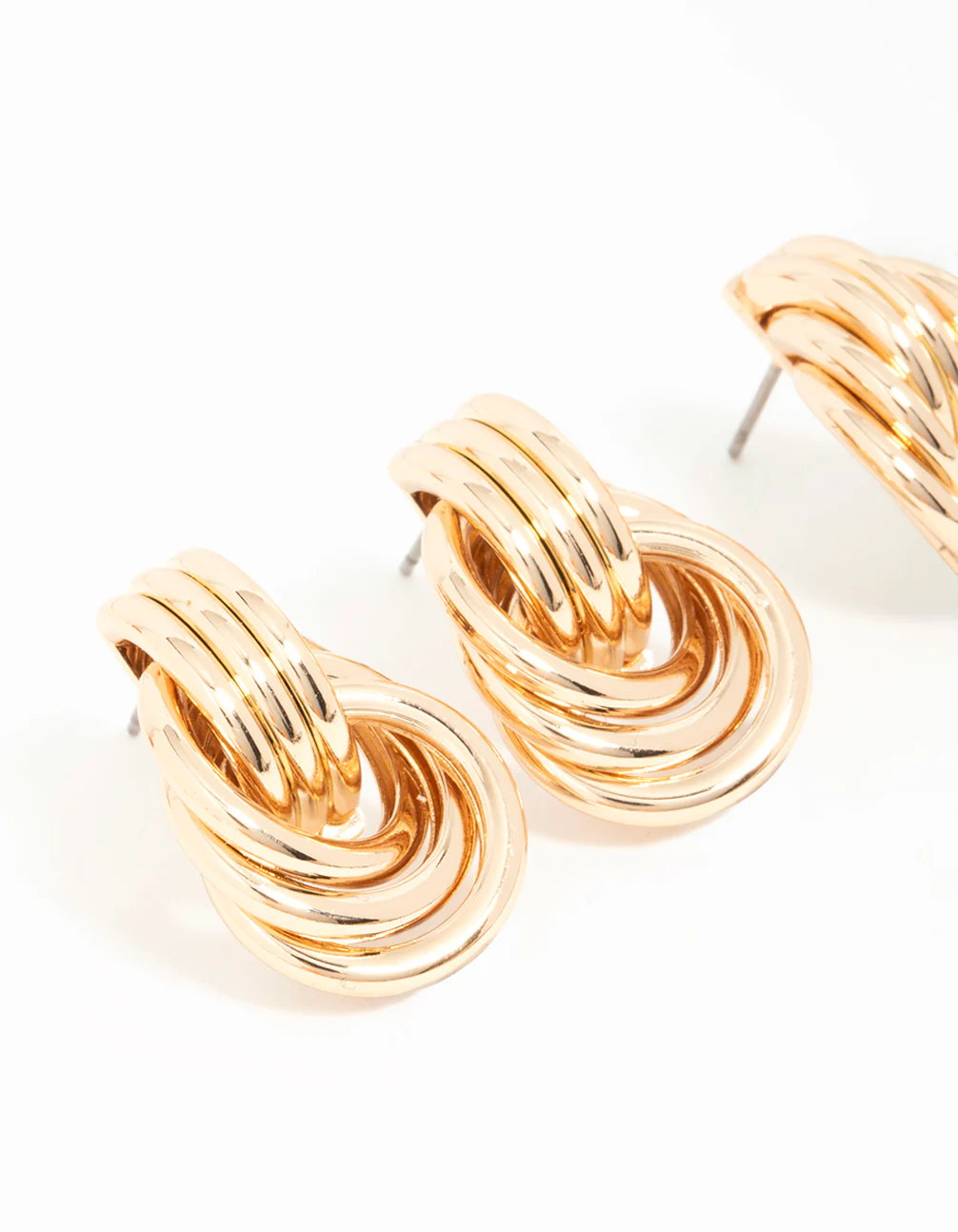 Gold Mixed Size Knot Stud Earrings 2-Pack - Image 4