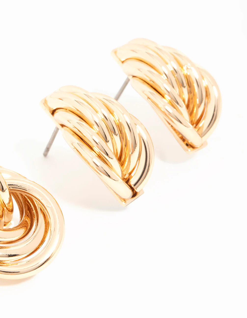 Gold Mixed Size Knot Stud Earrings 2-Pack - Image 5