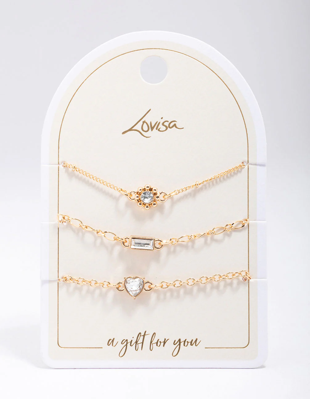 Gold Mixed Stone Diamante Bracelet 3-Pack - Image 2