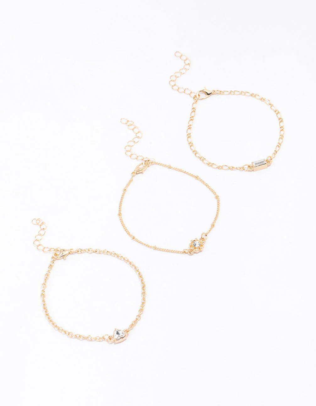 Gold Mixed Stone Diamante Bracelet 3-Pack - Image 3
