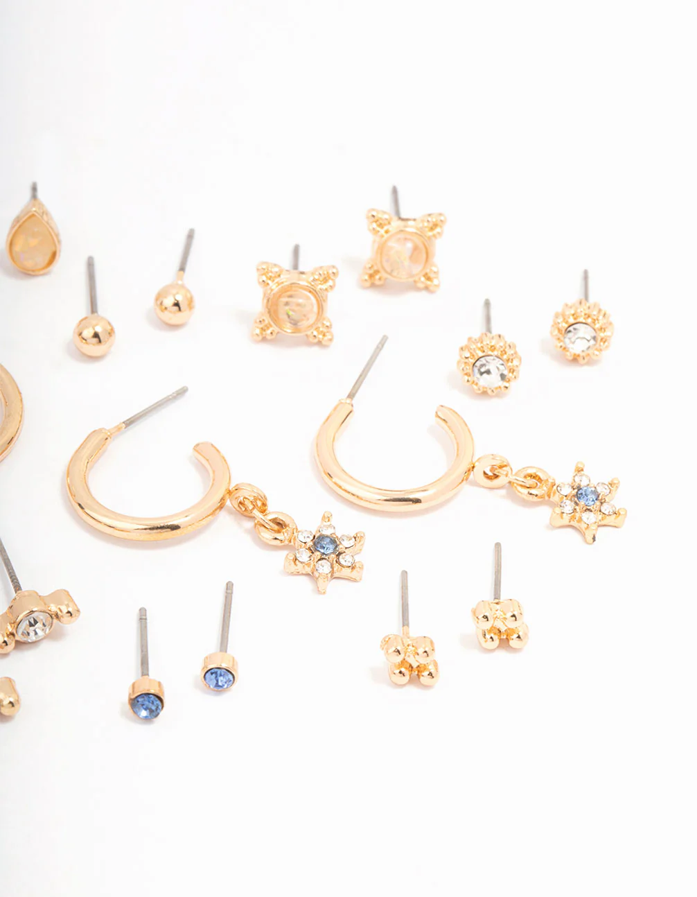Gold Mixed Stone Hoop Earring 12-Pack - Image 3