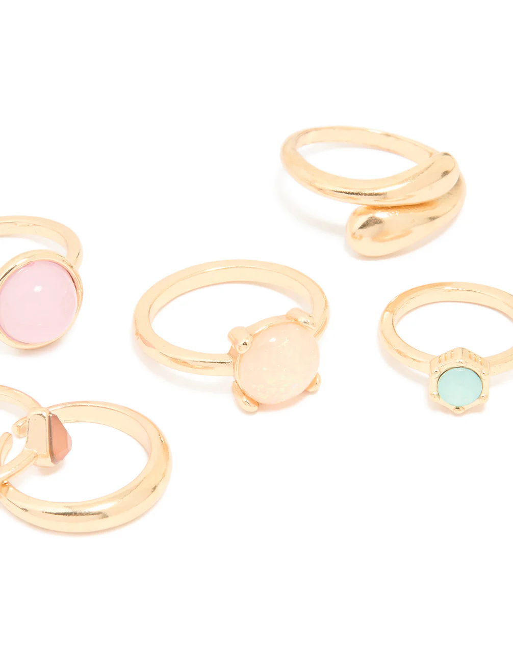 Gold Mixed Stone Rings 6-Pack - Image 2