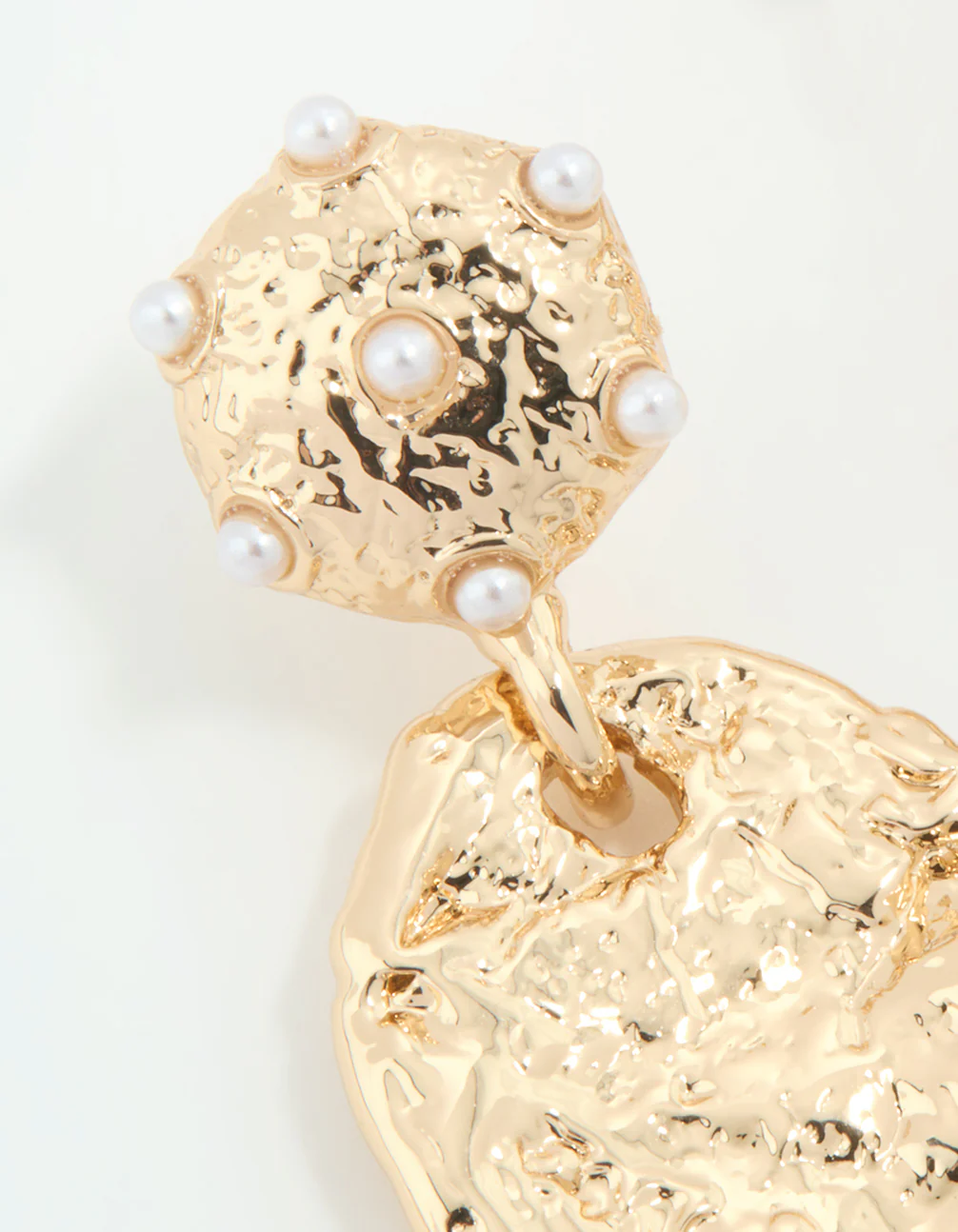 Gold Molten Circle Drop Earrings - Image 4