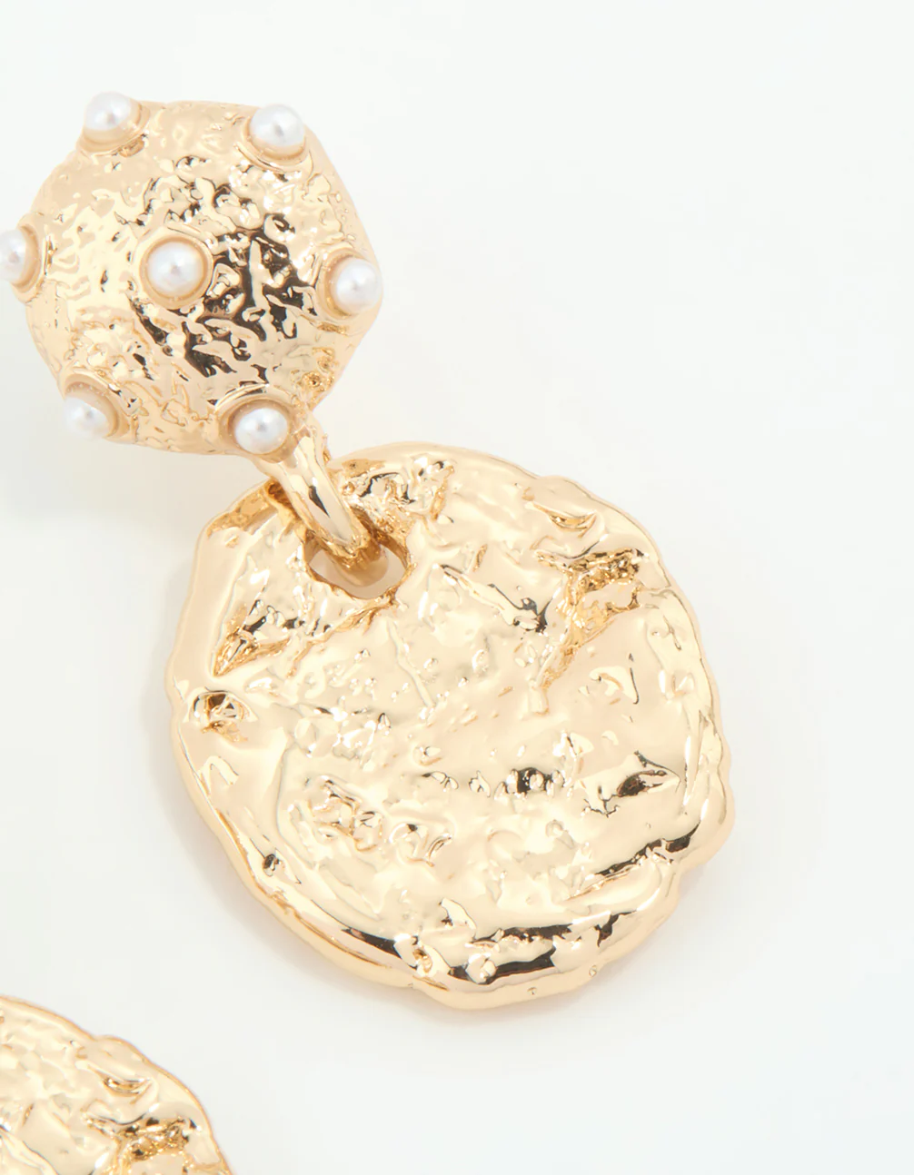 Gold Molten Circle Drop Earrings - Image 5