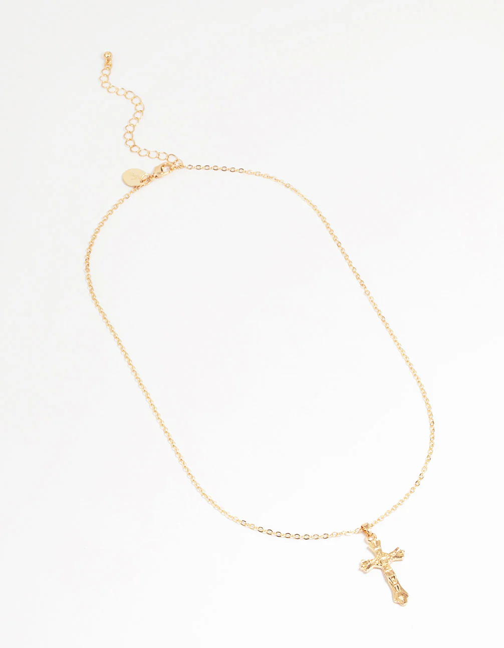Gold Molten Cross Pendant Necklace - Image 2