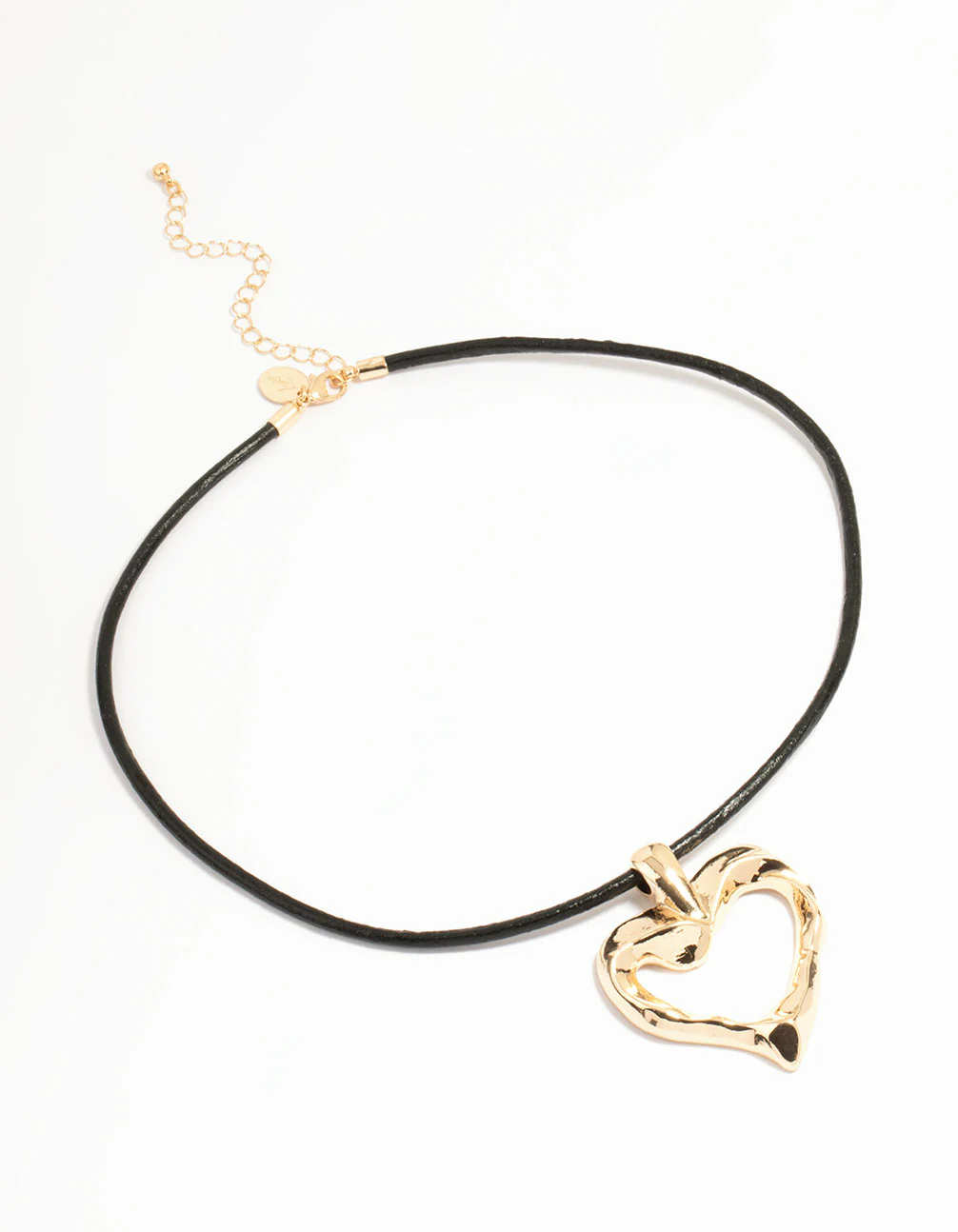 Gold Molten Heart Cord Pendant Necklace - Image 4
