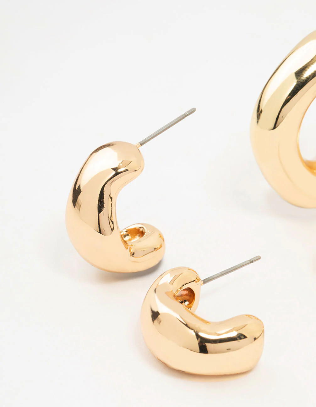Gold Molten Hoop Earrings 2-Pack - Image 2
