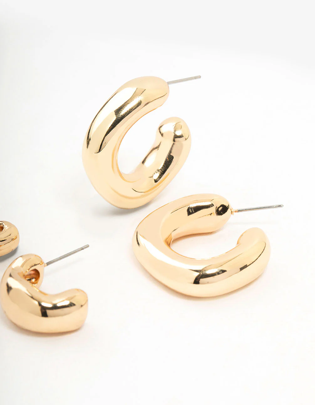 Gold Molten Hoop Earrings 2-Pack - Image 3