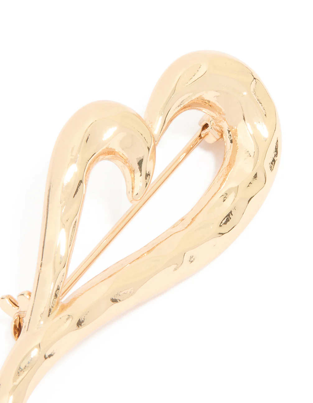 Gold Molten Mini Heart Brooch - Image 2
