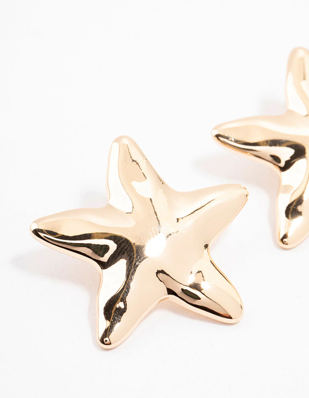 Gold Molten Star Stud Earrings - Image 2