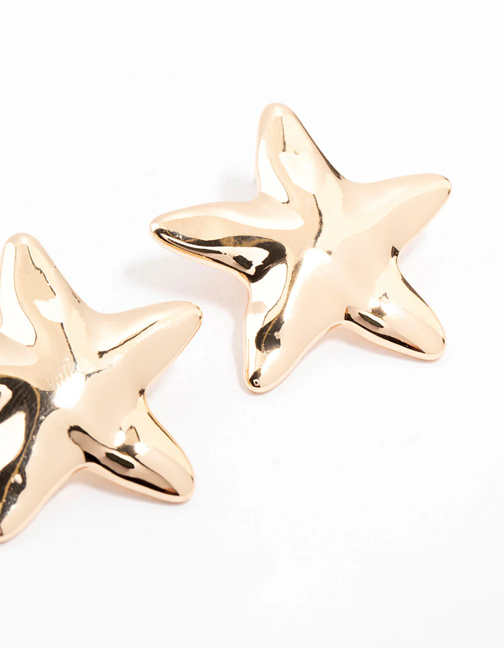 Gold Molten Star Stud Earrings - Image 3