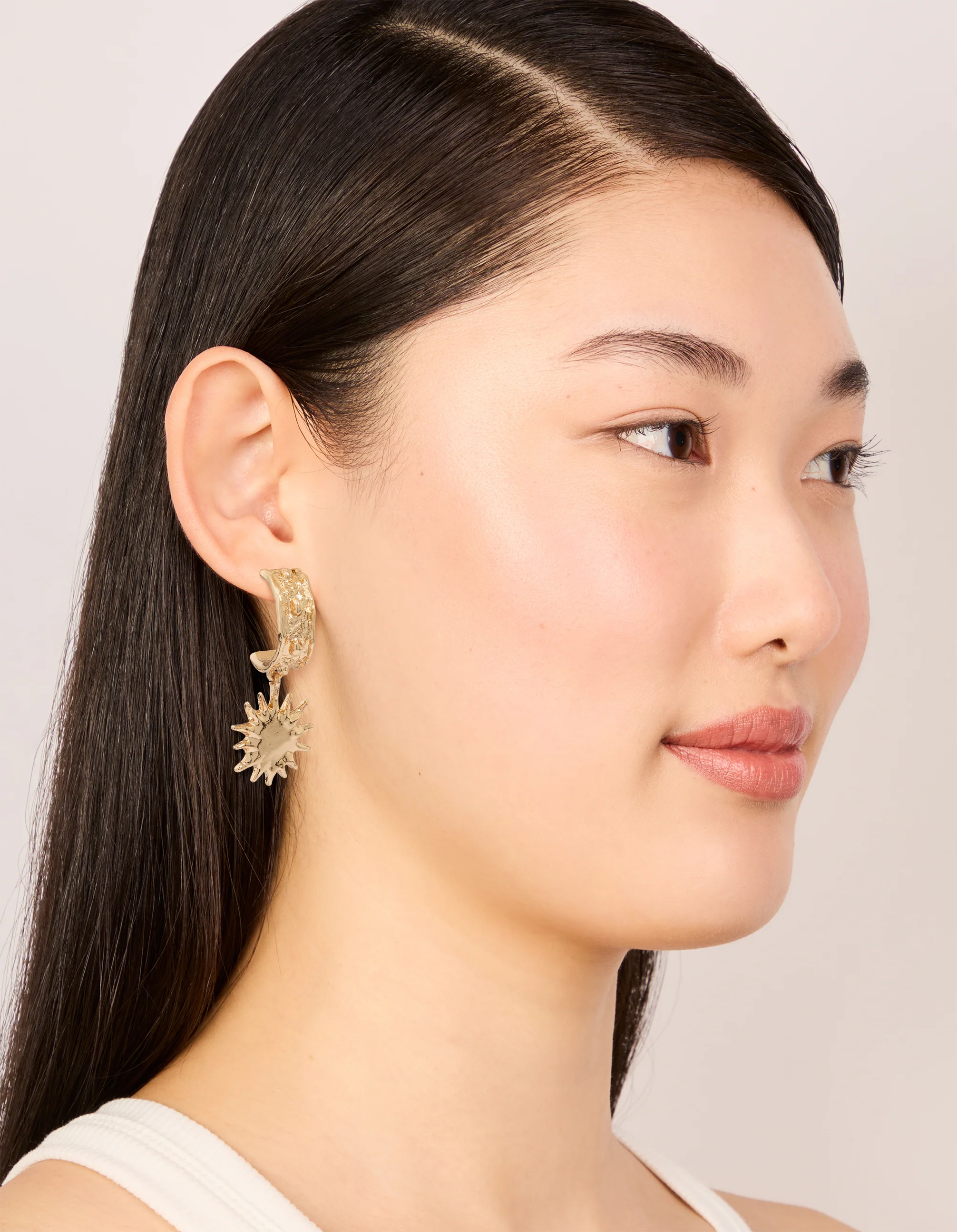 Gold Molten Sun Hoop Earrings - Image 3