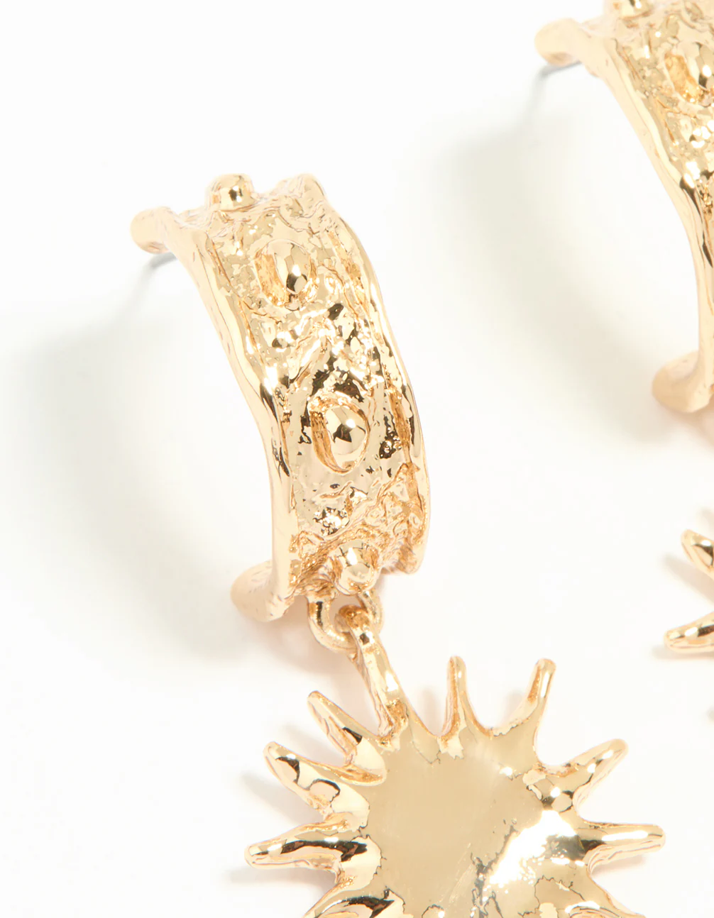 Gold Molten Sun Hoop Earrings - Image 4