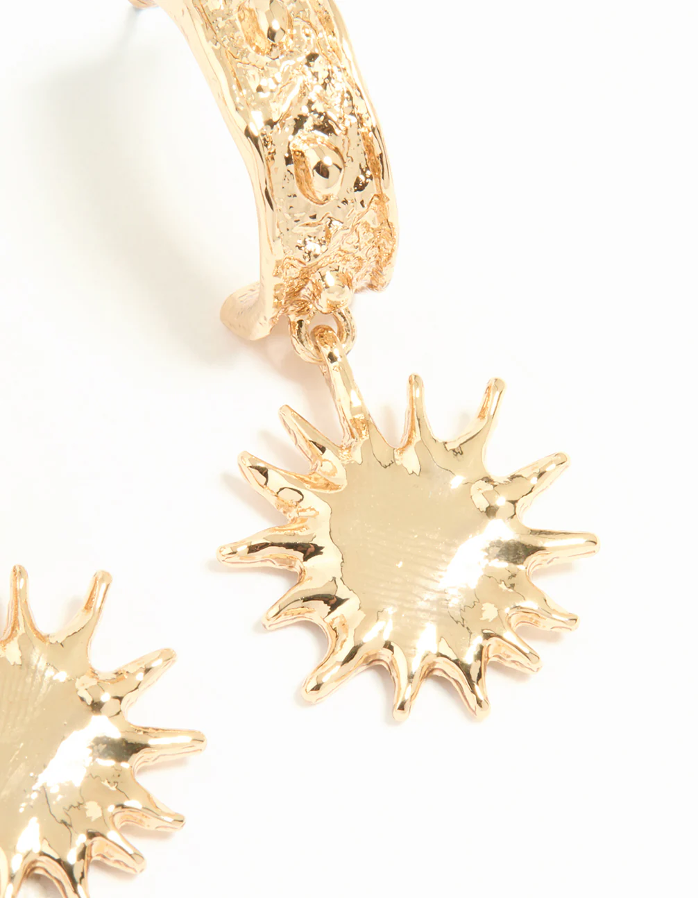 Gold Molten Sun Hoop Earrings - Image 5