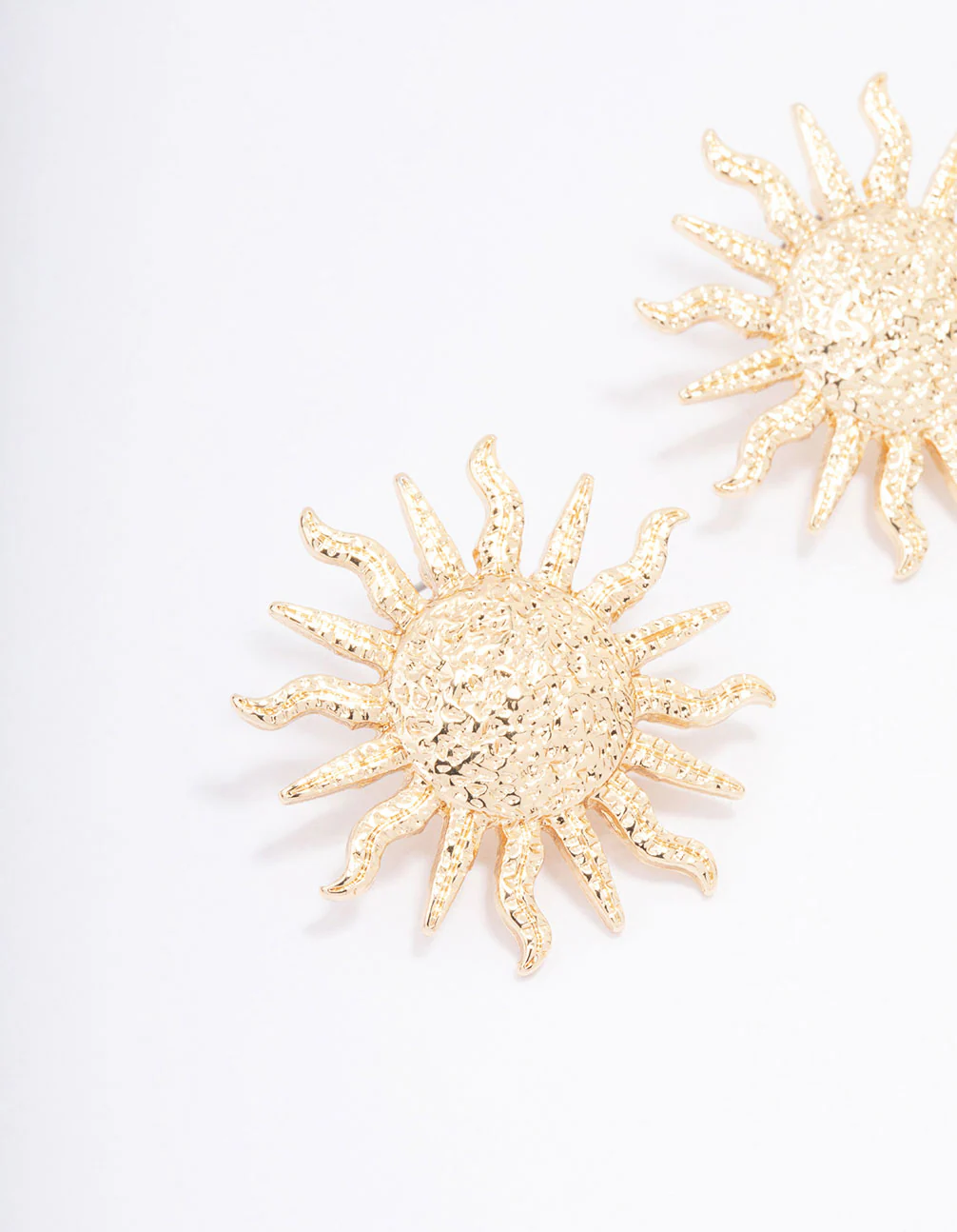 Gold Molten Sun Stud Earrings - Image 2