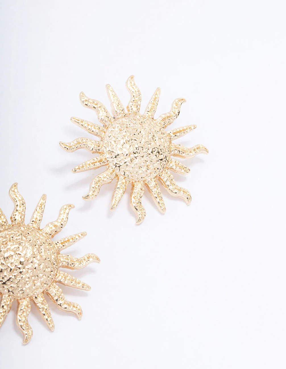 Gold Molten Sun Stud Earrings - Image 3