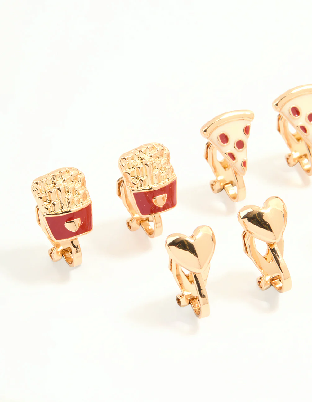 Gold Movie Snacks Clip-On Earrings 5-Pack - Image 2