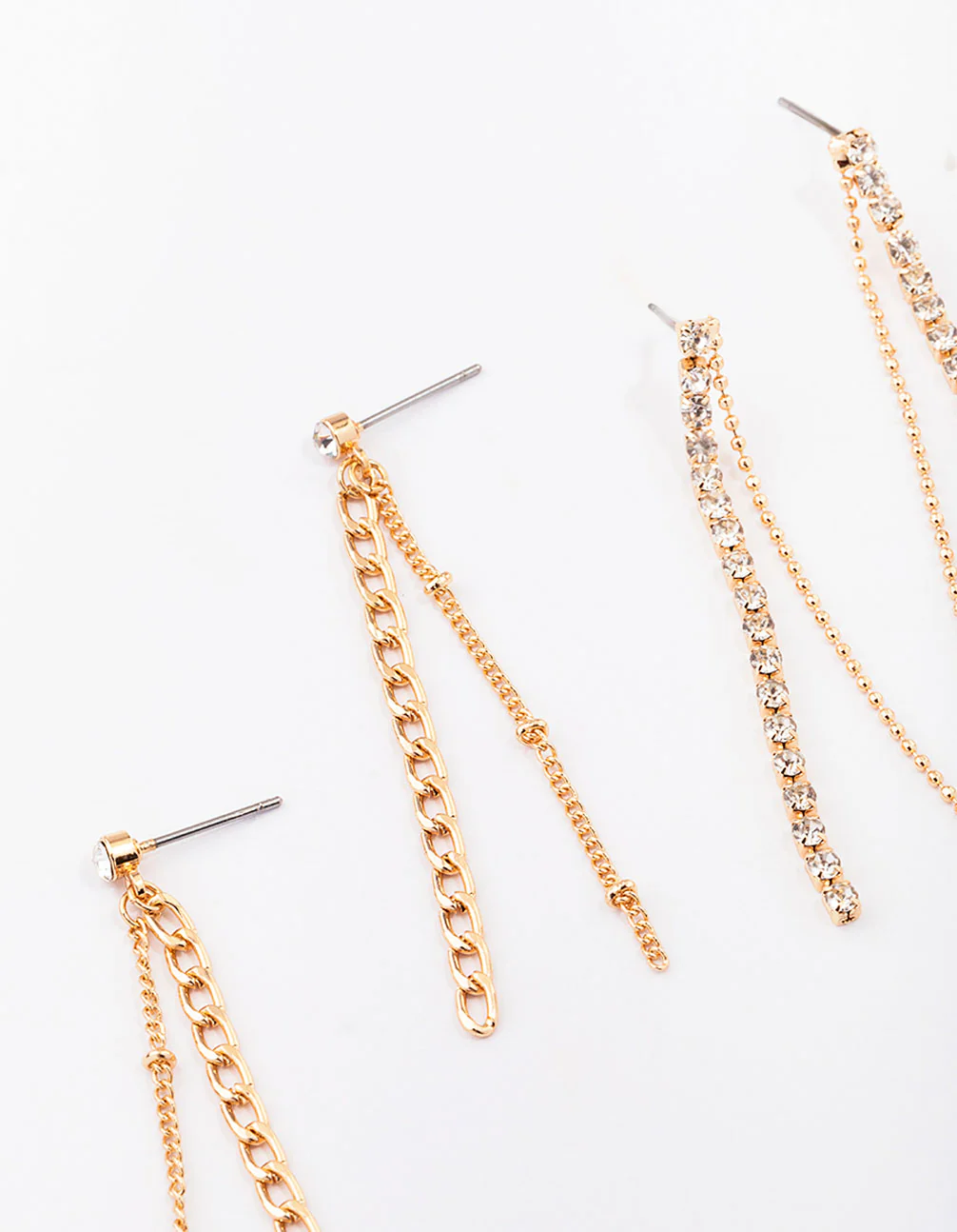 Gold Multi Chain Drop Earring 3-Pack - Image 2