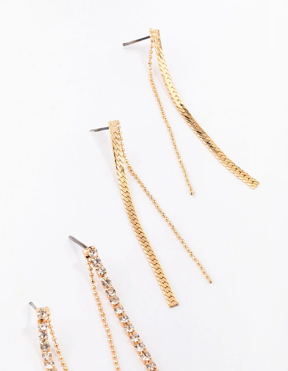 Gold Multi Chain Drop Earring 3-Pack - Image 3