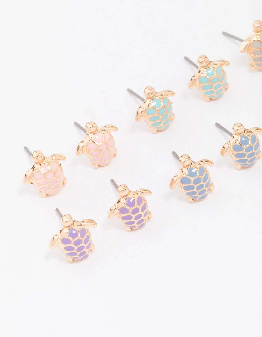 Gold Multi-Coloured Turtle Stud Earring 8-Pack - Image 2