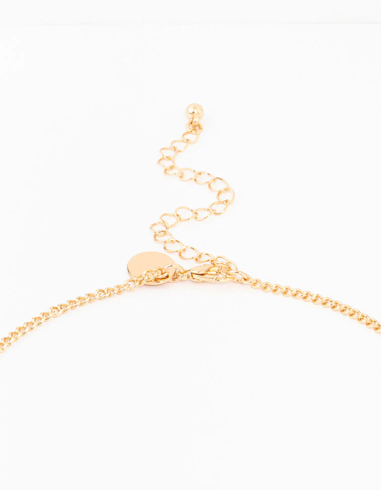 Gold Blue Diamante Y-Necklace - Image 3