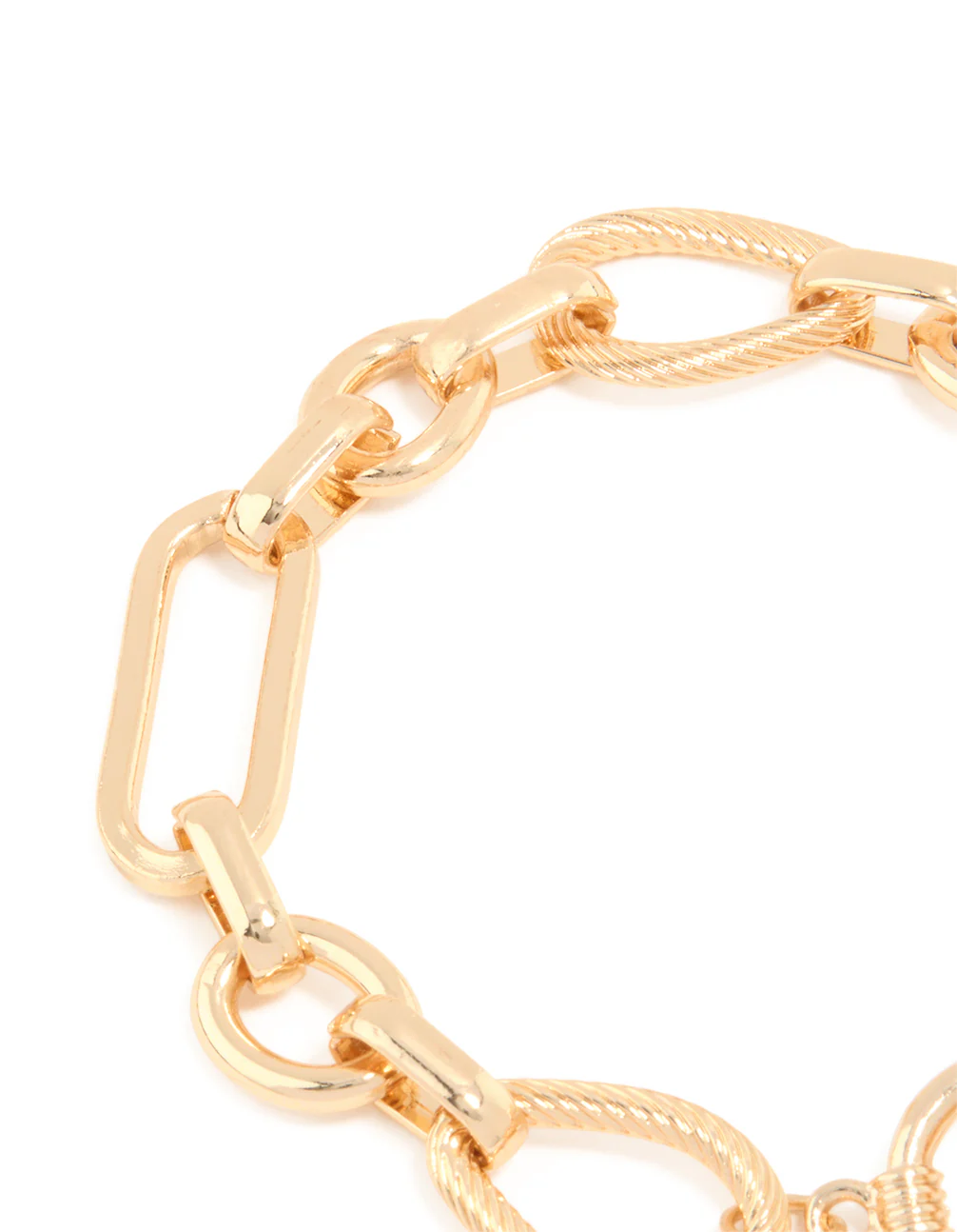 Gold Multi Link Heart T&O Chain Bracelet - Image 3