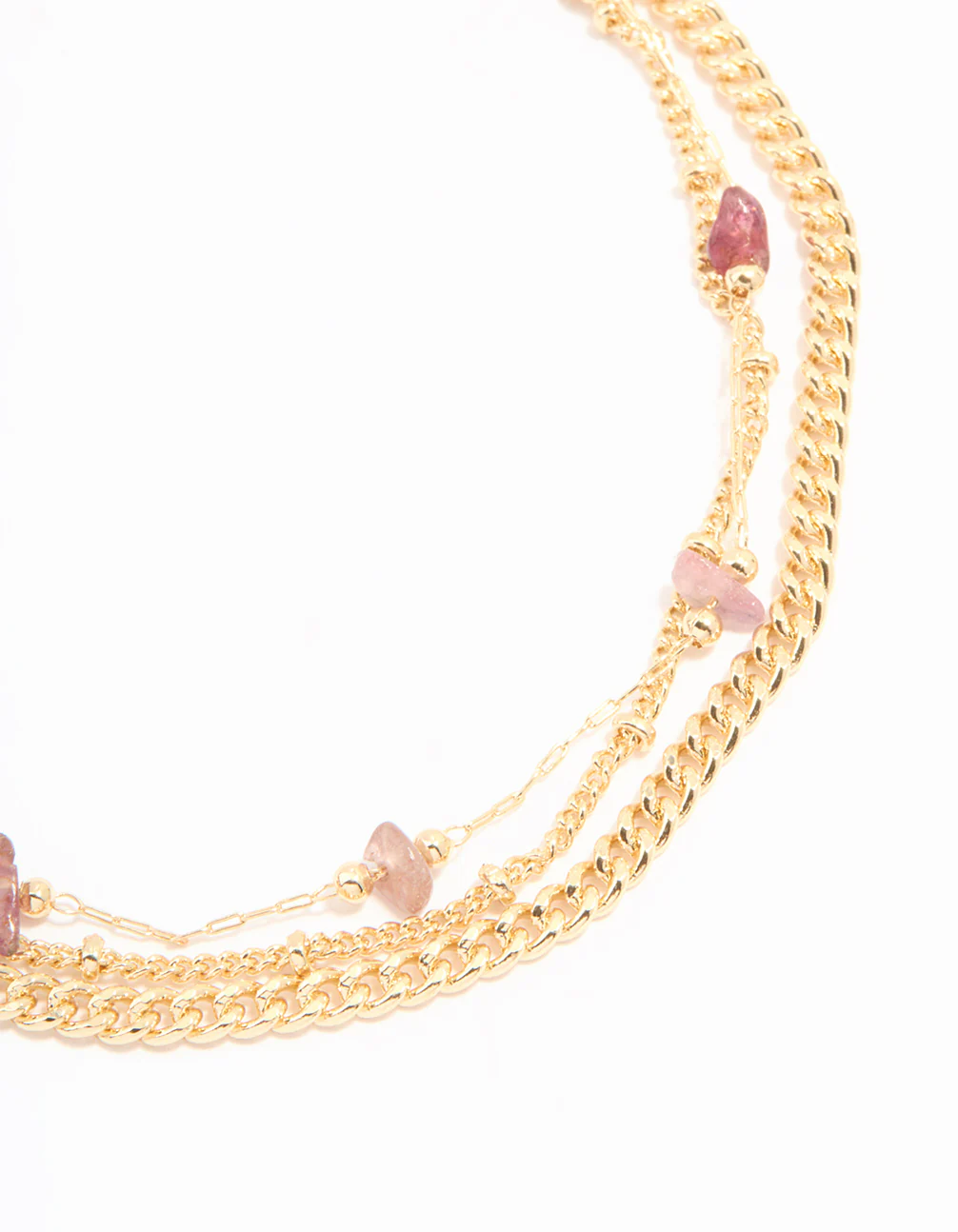 Gold Multicoloured Gemstones Layered Anklet - Image 2