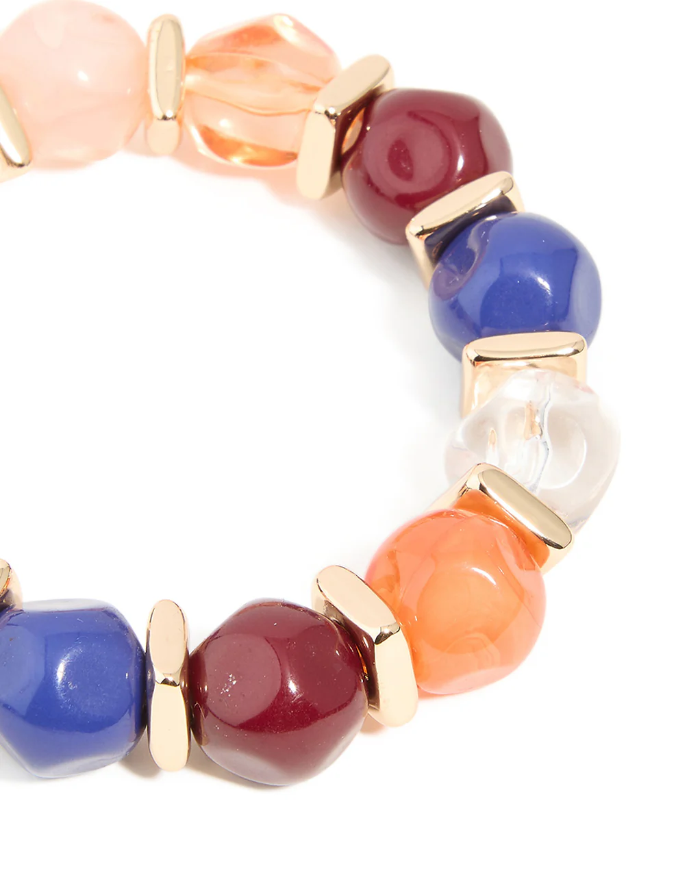 Gold Multicoloured Resin Beaded Stretch Bracelet - Image 2