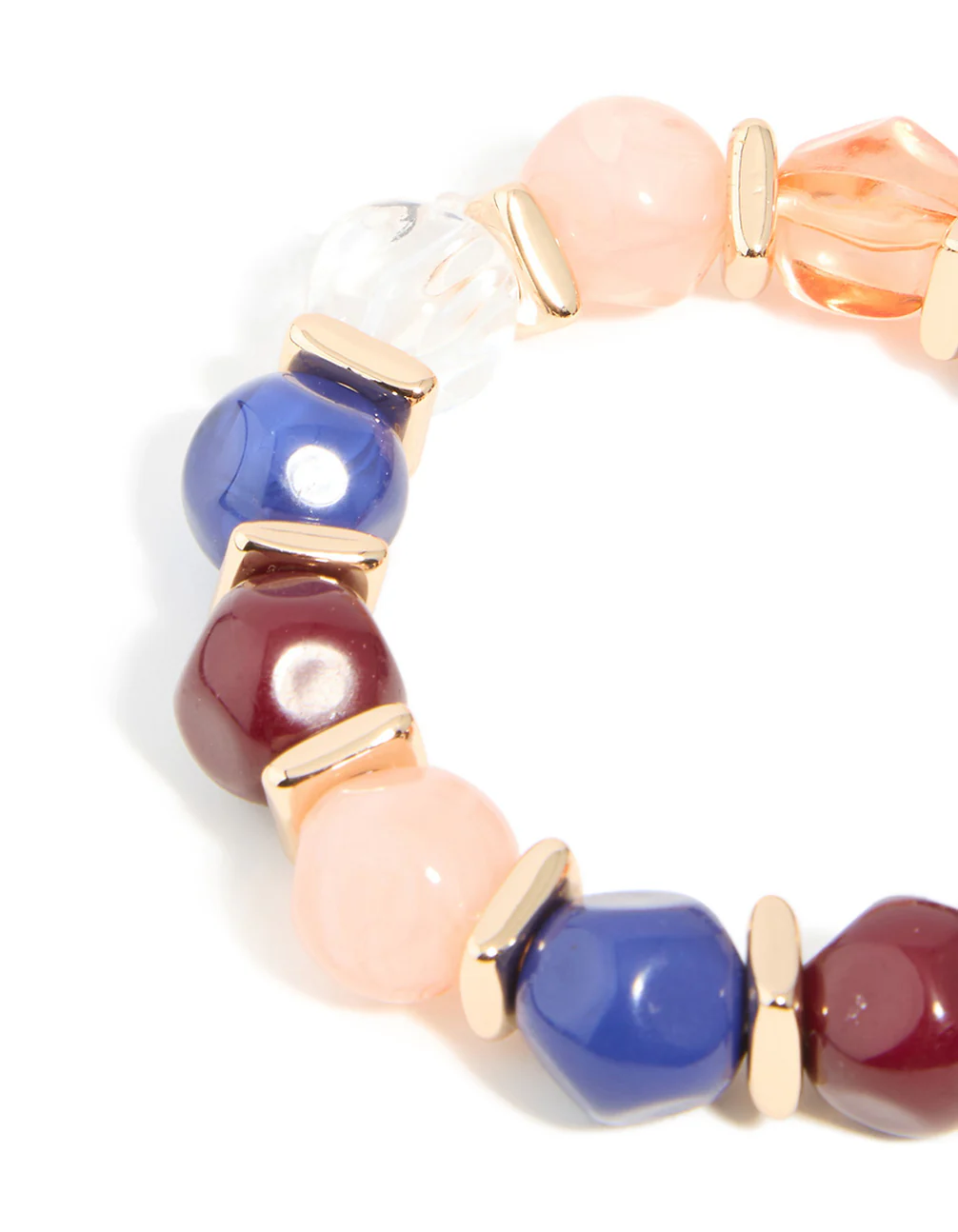 Gold Multicoloured Resin Beaded Stretch Bracelet - Image 3