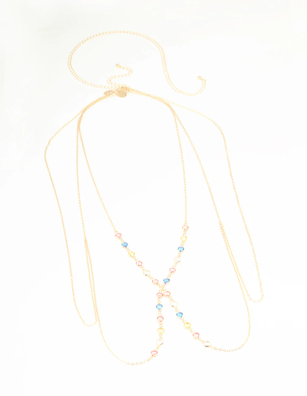 Gold Multicoloured Stone Body Chain - Image 2