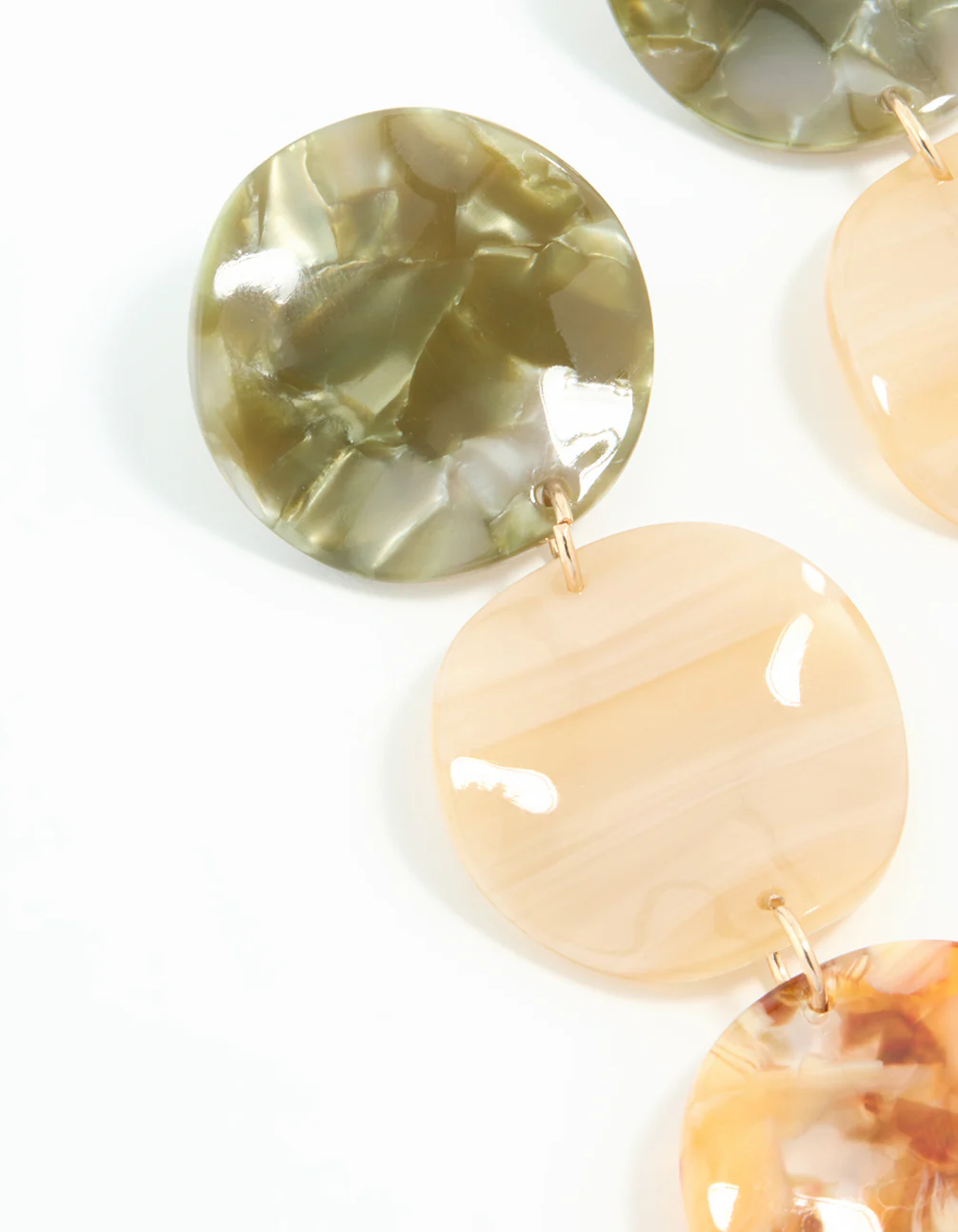 Gold Neutral Circle Drop Earrings - Image 4