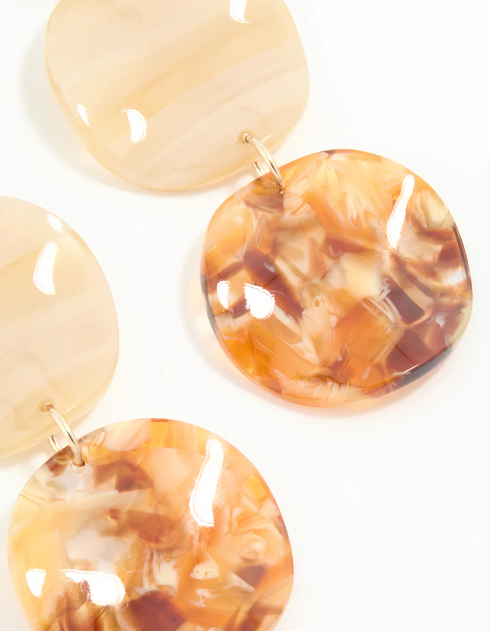 Gold Neutral Circle Drop Earrings - Image 5