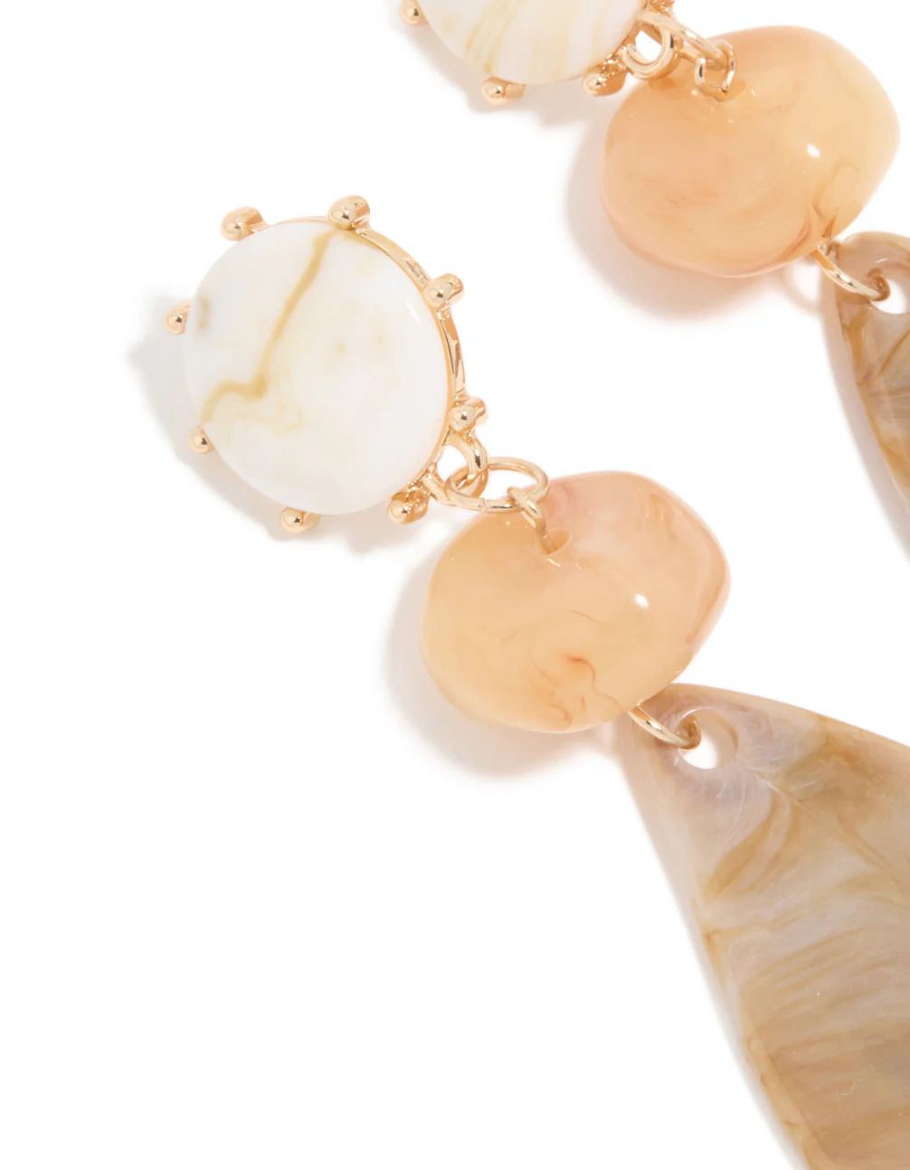 Gold Neutral Stones Trio Drop Earrings - Image 2