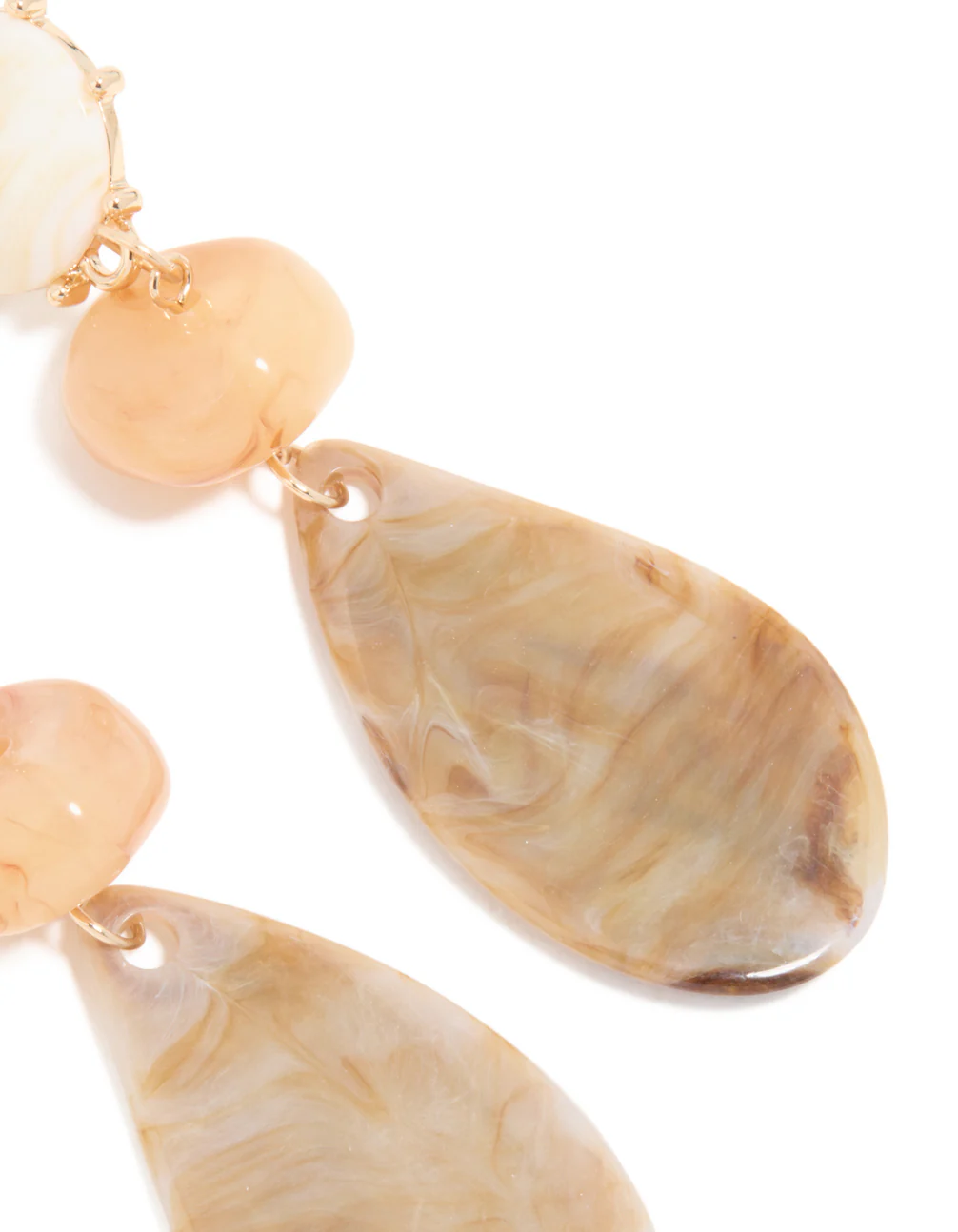 Gold Neutral Stones Trio Drop Earrings - Image 3