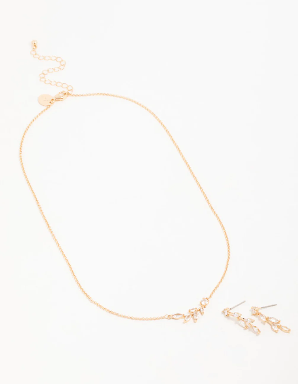 Gold Olive Branch Necklace & Earrings Set - Image 2