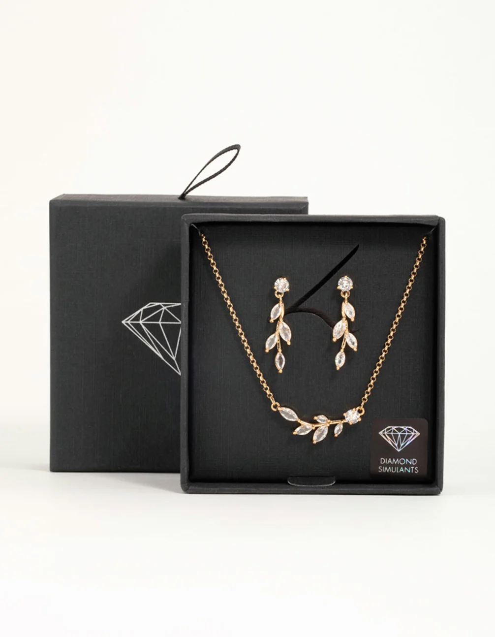 Gold Olive Branch Necklace & Earrings Set - Image 3