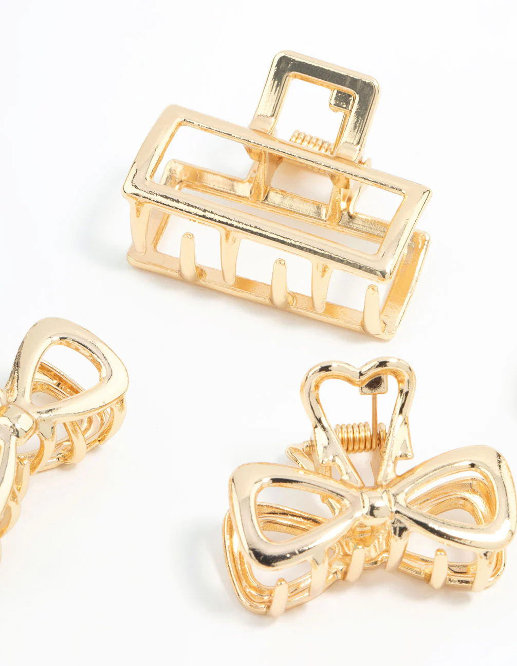 Gold Open Rectangle & Bow Claw Clips 6-Pack - Image 3