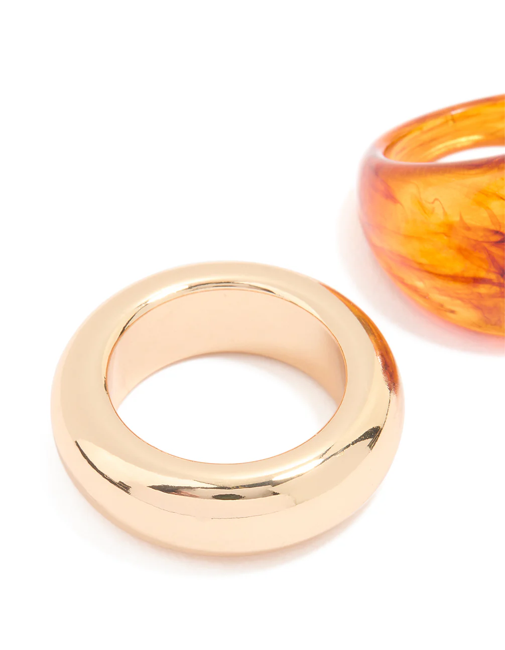 Gold & Orange Acrylic Rings 2-Pack - Image 2