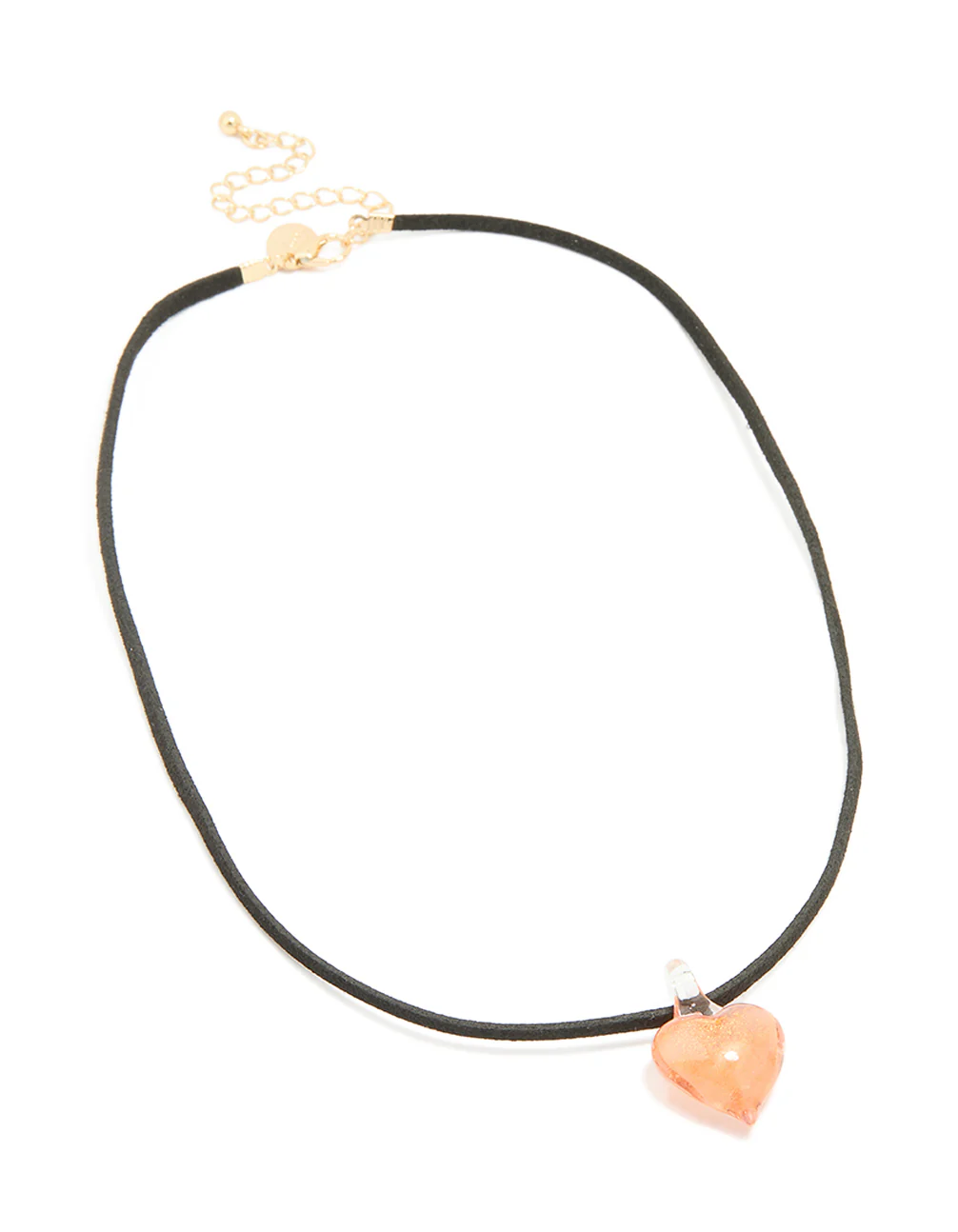 Gold Orange Glass Mini Heart Necklace - Image 2