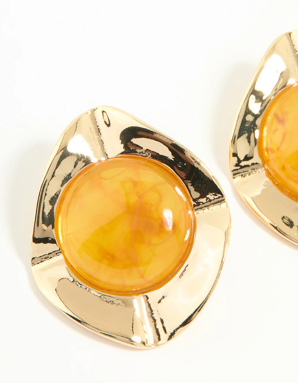 Gold Orange Opulent Statement Stud Earrings - Image 4