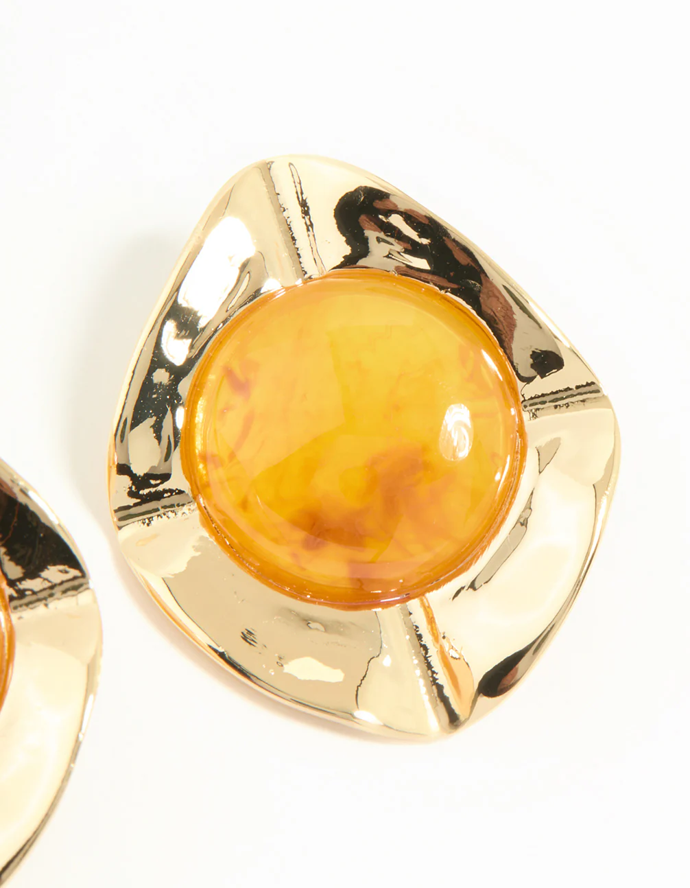 Gold Orange Opulent Statement Stud Earrings - Image 5
