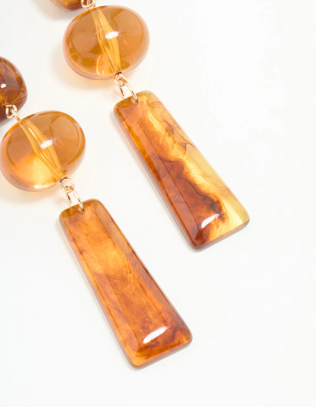 Gold Orange Stone Ornate Drop Earrings - Image 5