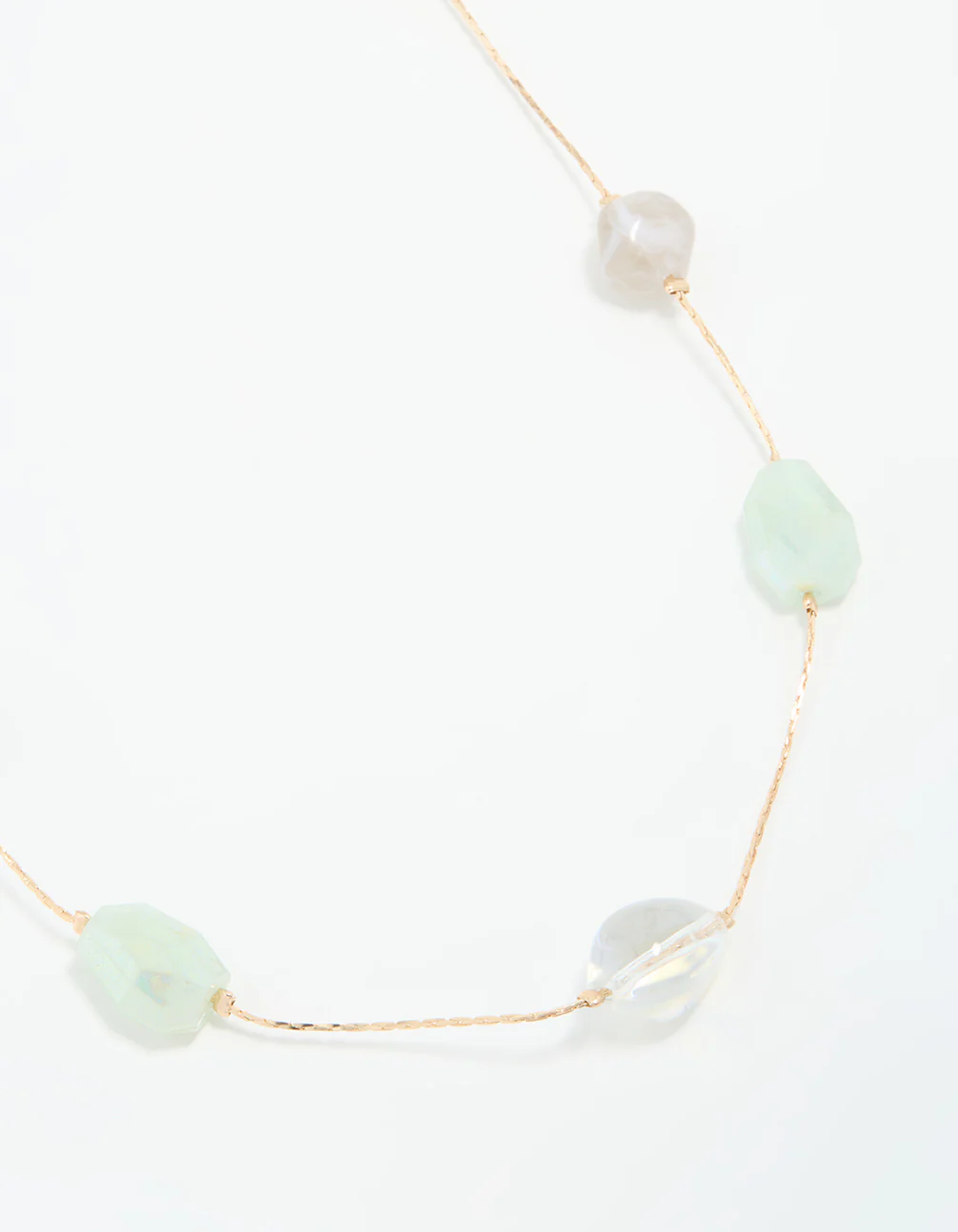 Gold Organic Beaded Long Necklace