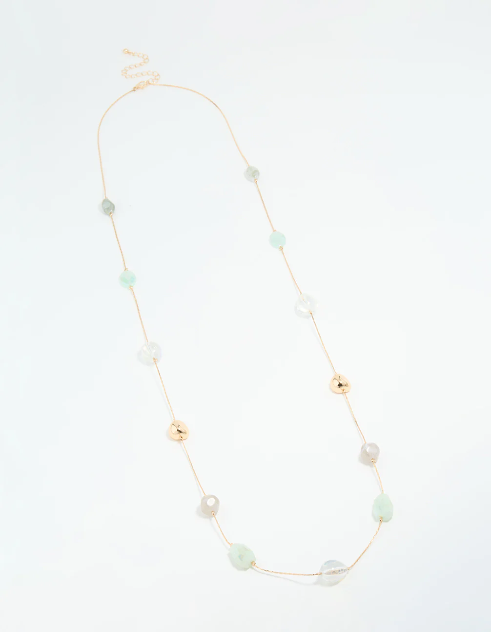 Gold Organic Beaded Long Necklace - Image 2