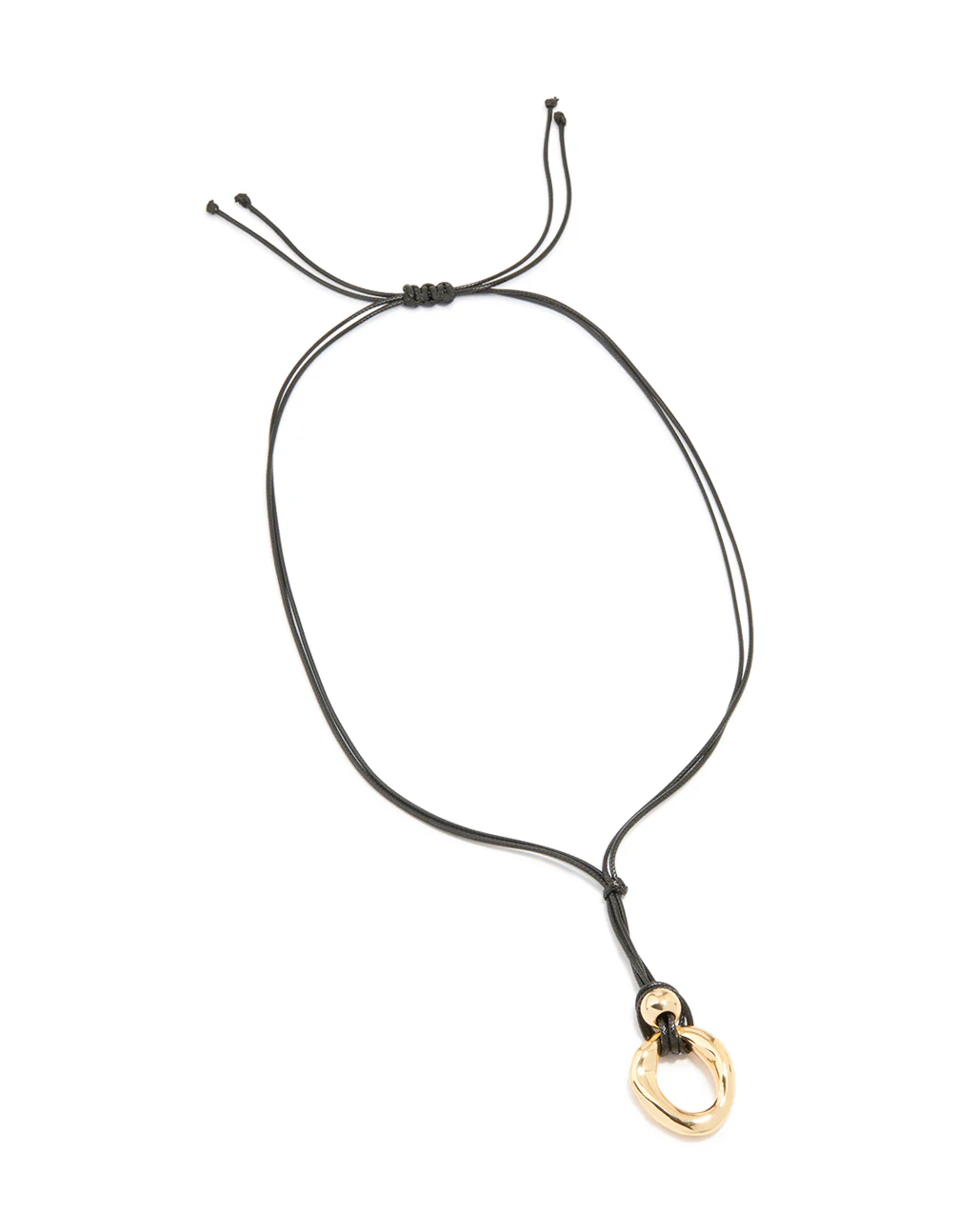 Gold Organic Pendant Black Cord Necklace - Image 2