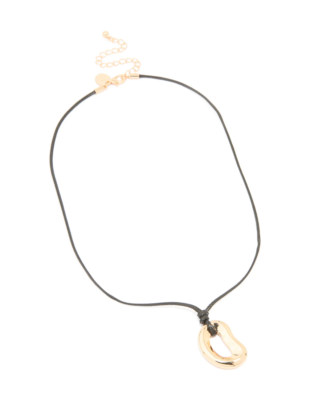 Gold Organic Pendant Cord Necklace - Image 2