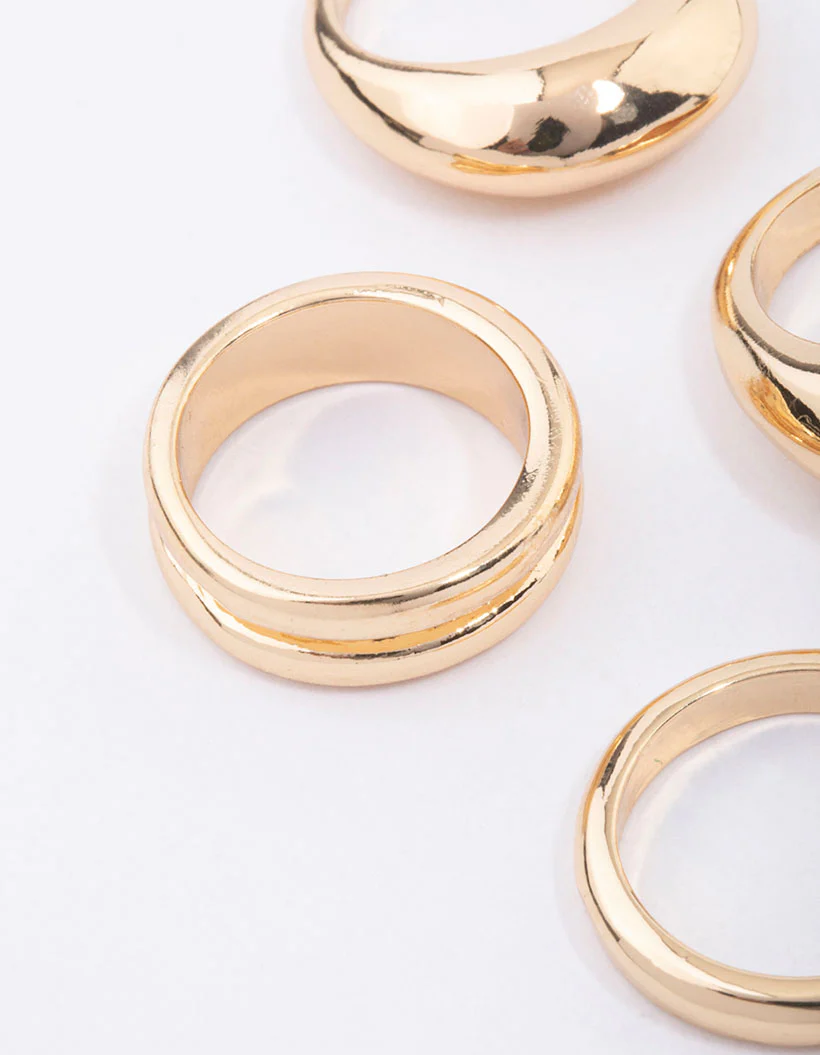 Gold Organic Smooth Ring Pack - Image 2