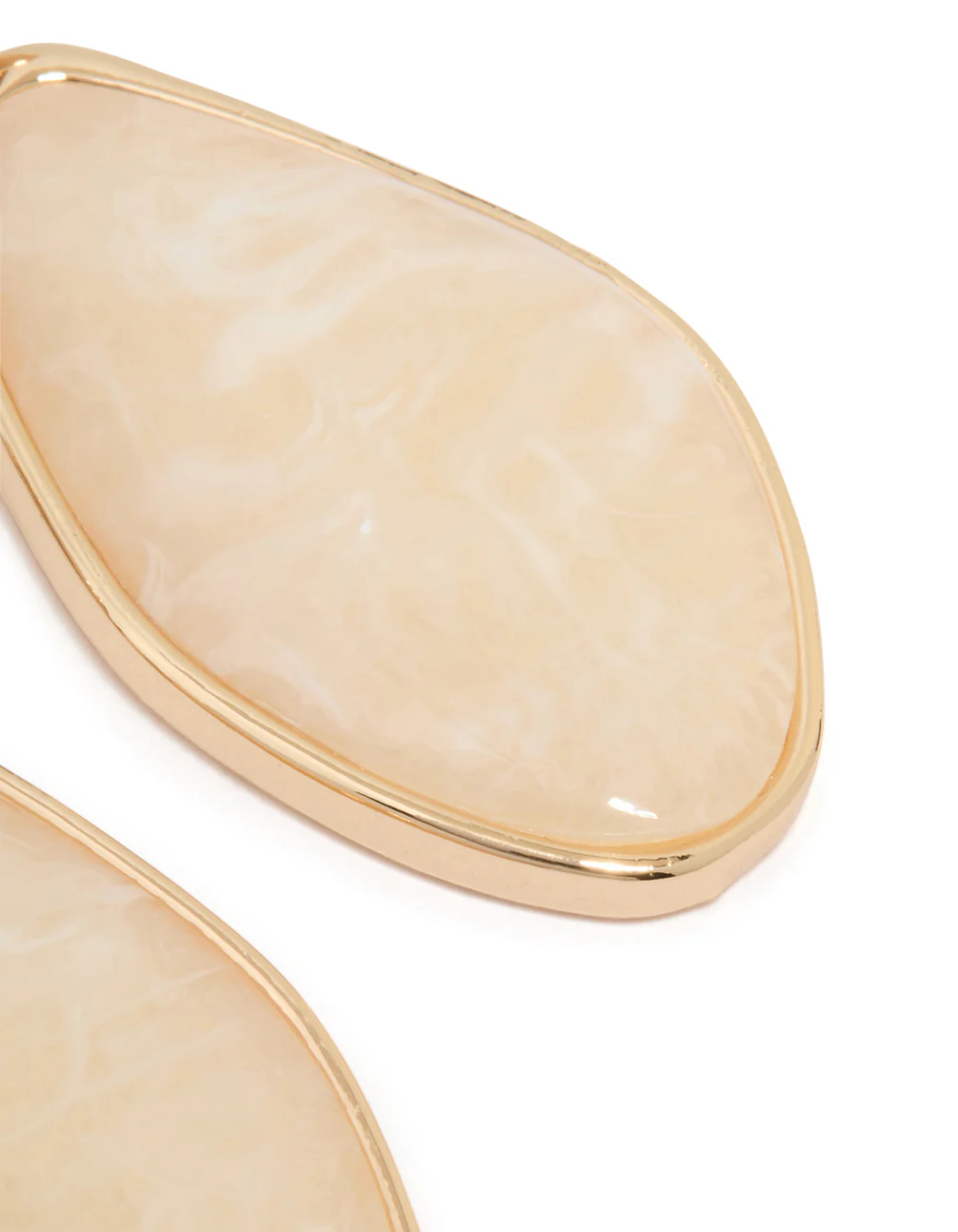 Gold Organic Stone Diamond-Shaped Drop Earrings - Image 3